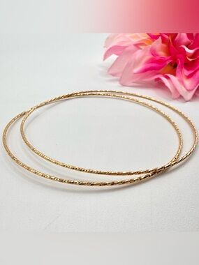 925 Italy Dyadema Textured Vermeil Hoop Earrings Gold Over Sterling Signed 3”